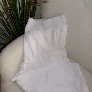 LOW WAISTED, SMOCKED, WHITE MAXI SKIRT - US 4 / SMALL - COTTAGECORE FAIRY